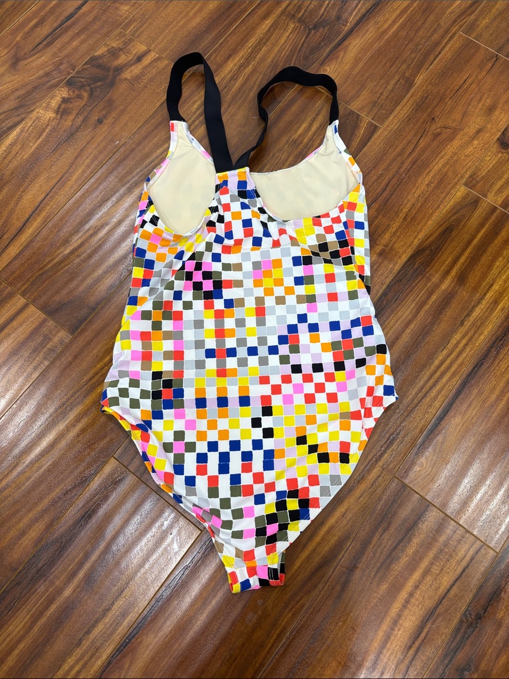 kate spade Multicolor Pixel-Check One-Piece Swimsuit with Black Straps - Picture 3 of 4